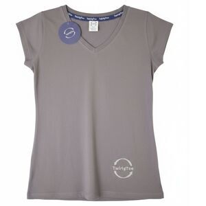 Twisty Tee  Women's Athletic Solid Gray V-Neck Tshirt NWT Size Small